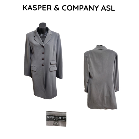 kasper & company ASL Jackets & Blazers - VINTAGE KASPER & COMPANY ASL GRAY DRESSY LONG COAT SIZE 10